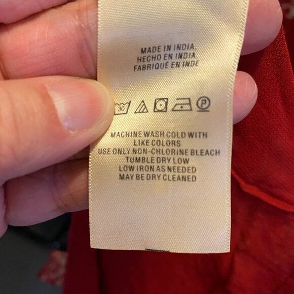 NWT Anthropologie Floreat Red Print Ruffle Lace Sheer Dress - Picture 16 of 16